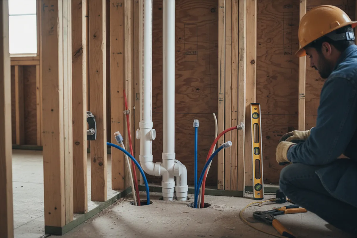 Drain and supply rough-in during Drain Cleaning in Oliver Springs